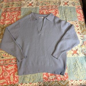 Smash + Tess Light blue V-Neck Megan Waffle Knit Sweater Medium Large